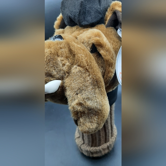 NEW Bulldog Golf Club Cover Plush Smoking Studded Black Collar Black Hat - Picture 6 of 9